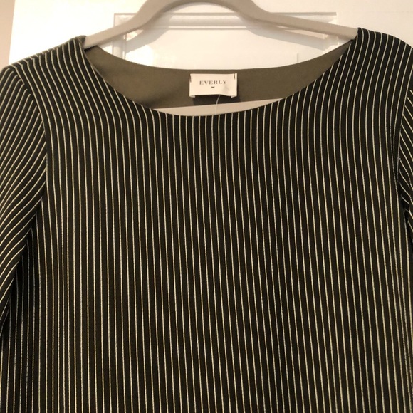 Olive green and white stripe dress - Picture 2 of 3